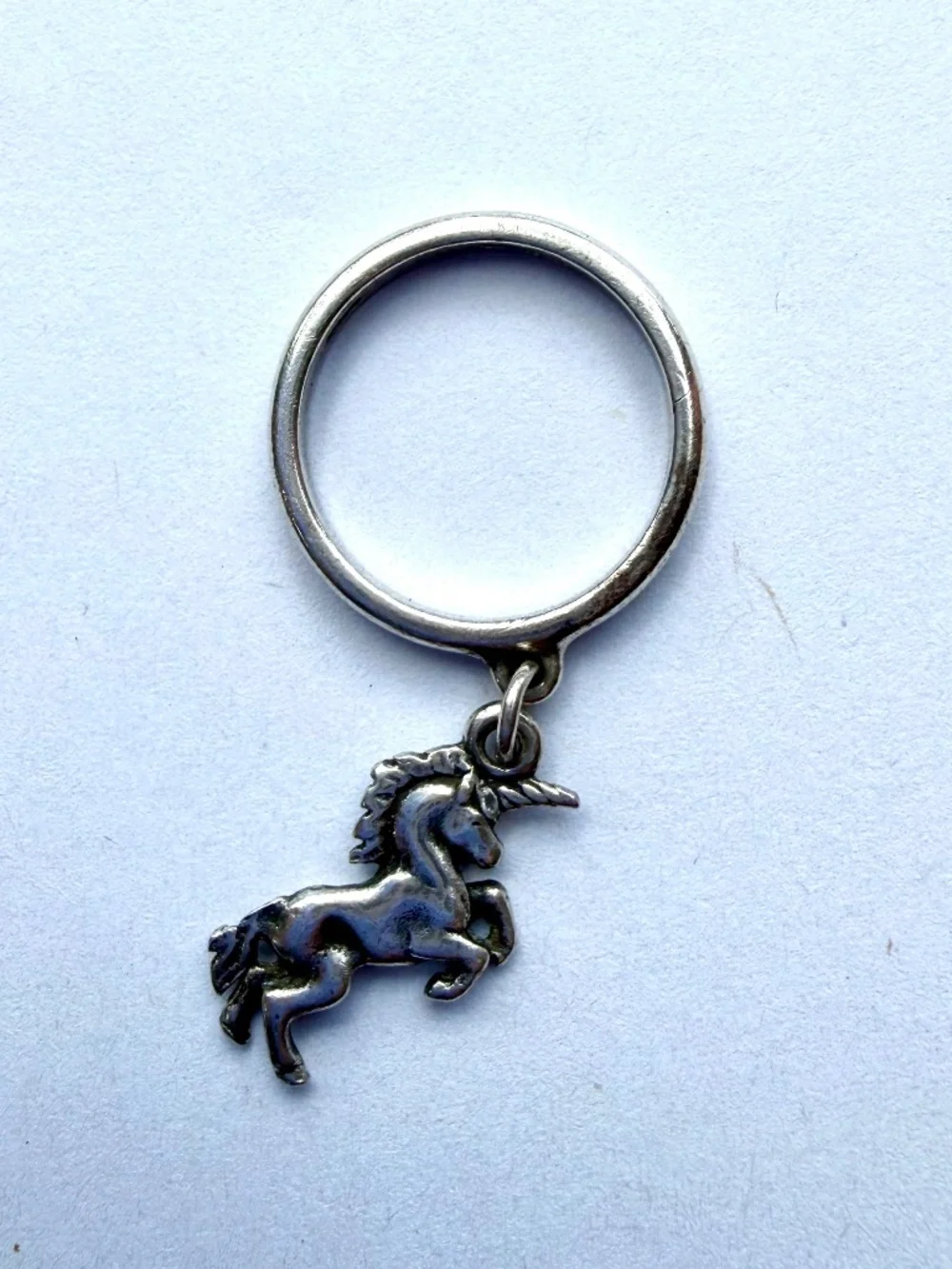 James Avery 3-D Unicorn Retired Charm Dangle Ring Silver *SIZE 3.5*